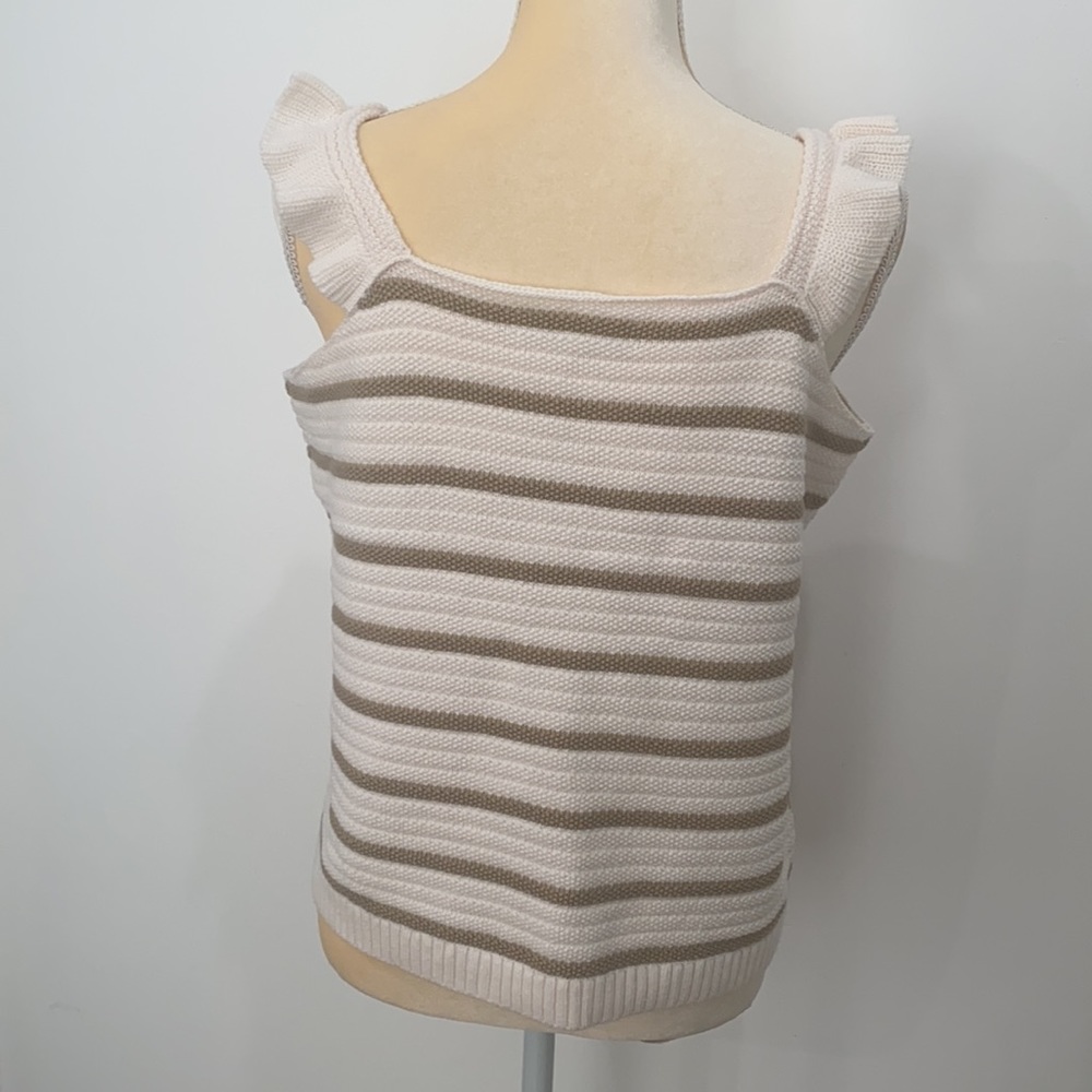 Striped Ruffle Strap Sweater Tank size L - Picture 8 of 8